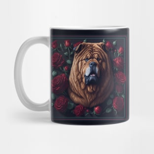 Chow Chow 2 red roses Mug